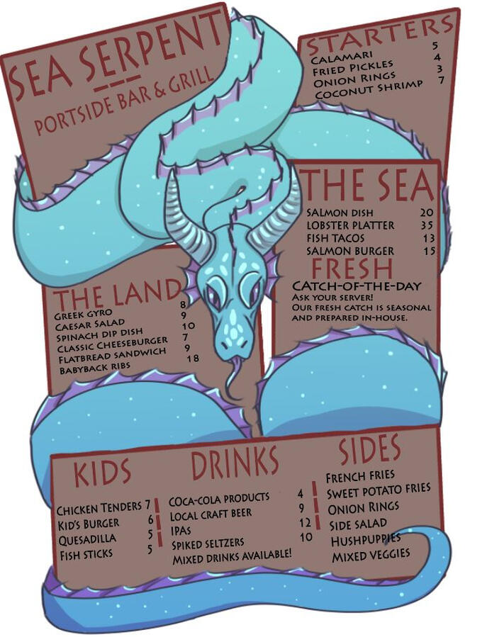 Sea Serpent Menu